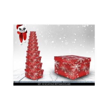 Set 10 scatole rettangolari rossa con fiocco