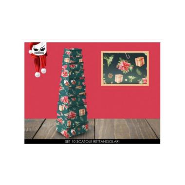 Set 10 scatole rettangolari nera con decoro