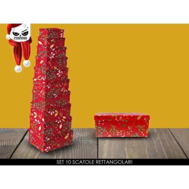 Set 10 scatole rettangolari rossa flowers