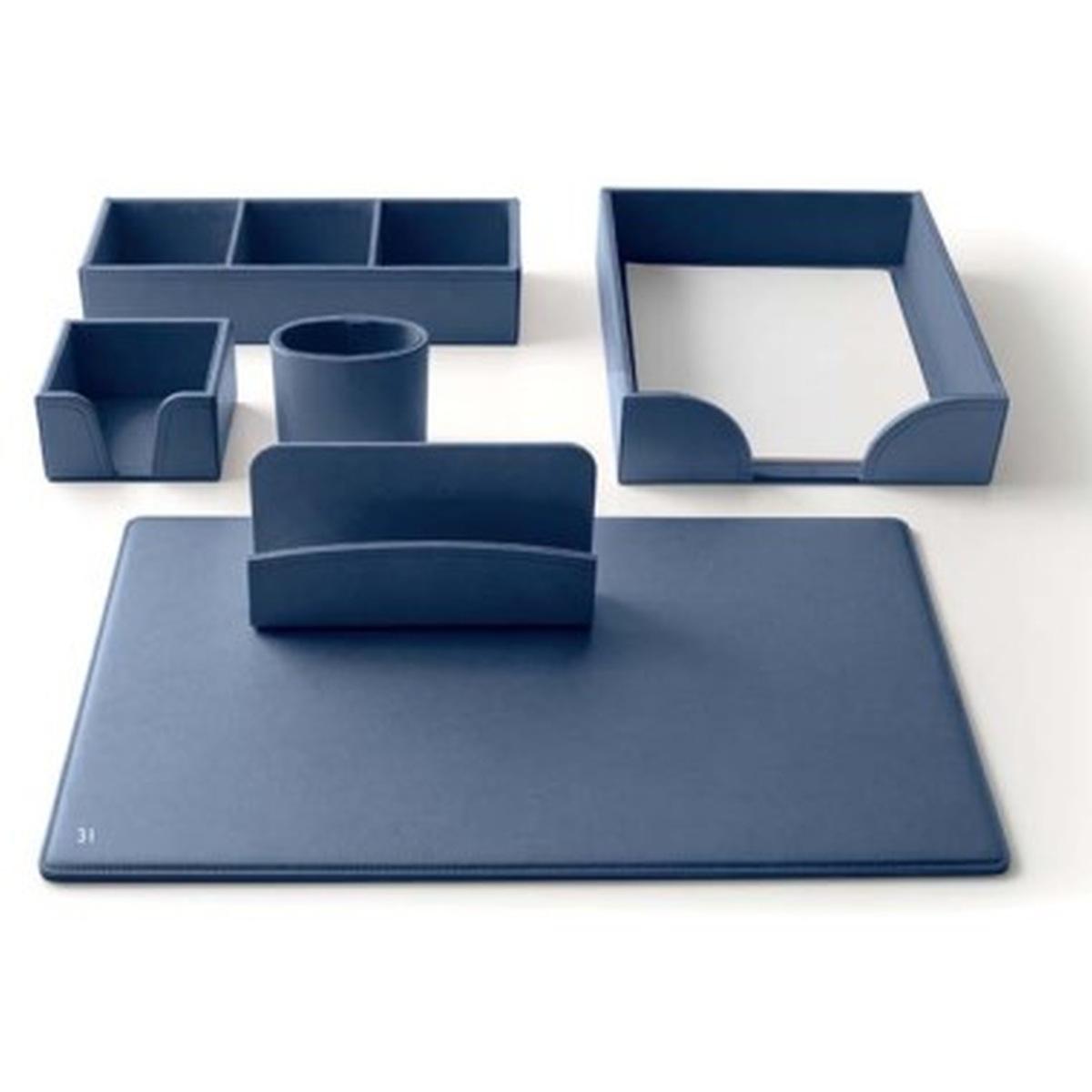 Servizio da scrittoio 6pz e/pelle blu