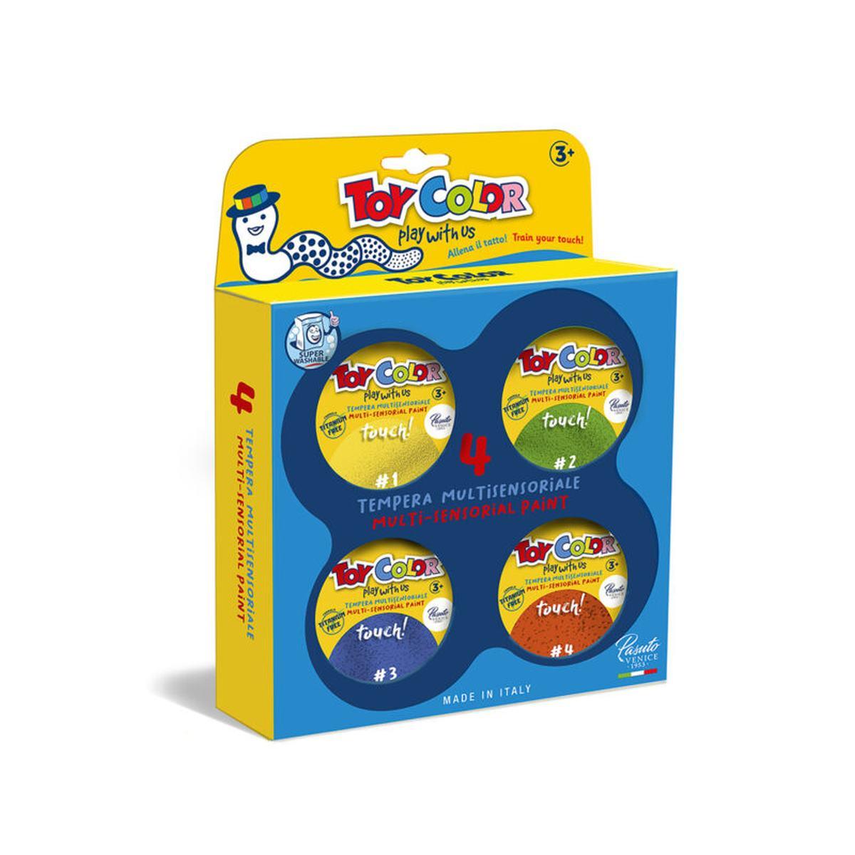 Confezione 4 vasetti 150ml tempera multisensoriale