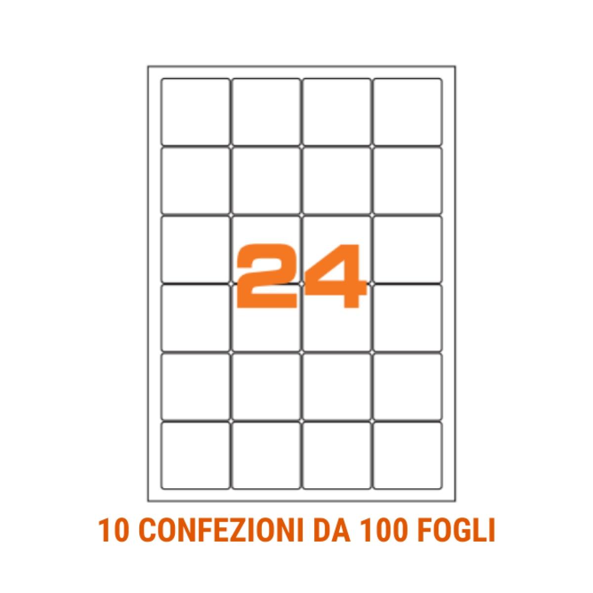 Cf.100 etichette ades. su a4 47,5x46.5 ang arr