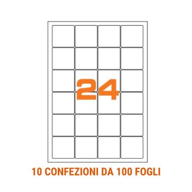Cf.100 etichette ades. su a4 47,5x46.5 ang arr