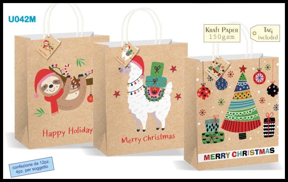 Shopper natale kraft 26.5x33x13