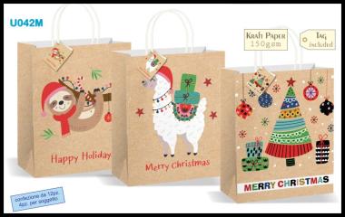 Shopper natale kraft 26.5x33x13