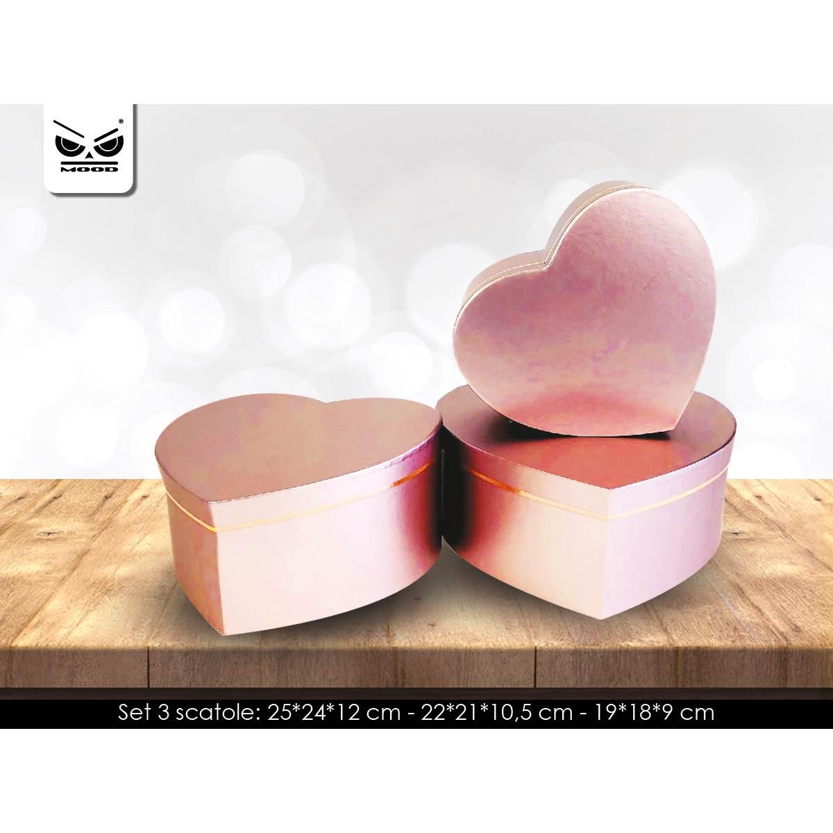 Set 3  scatole regalo cuore rosa