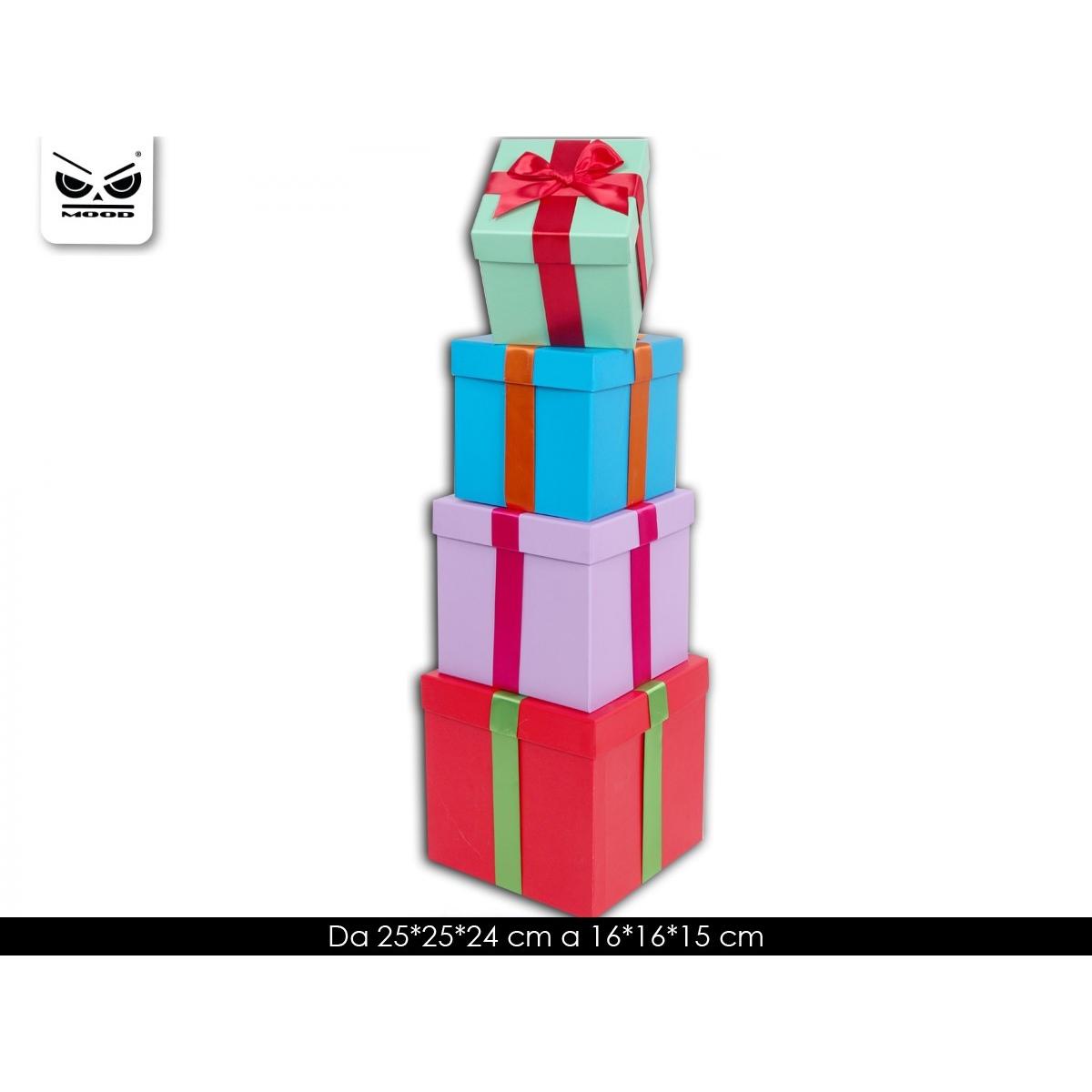 Set  4 scatole con fiocco quadrate