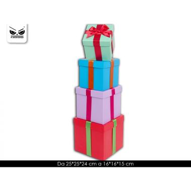 Set  4 scatole con fiocco quadrate
