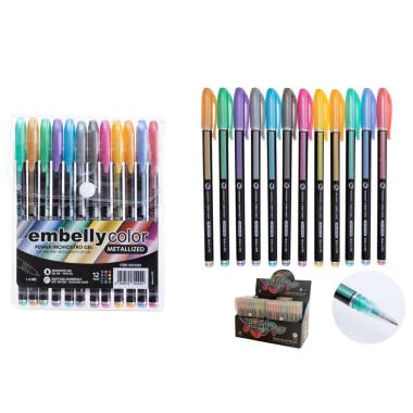 Astuccio 12 penne embelly gel colore fluo