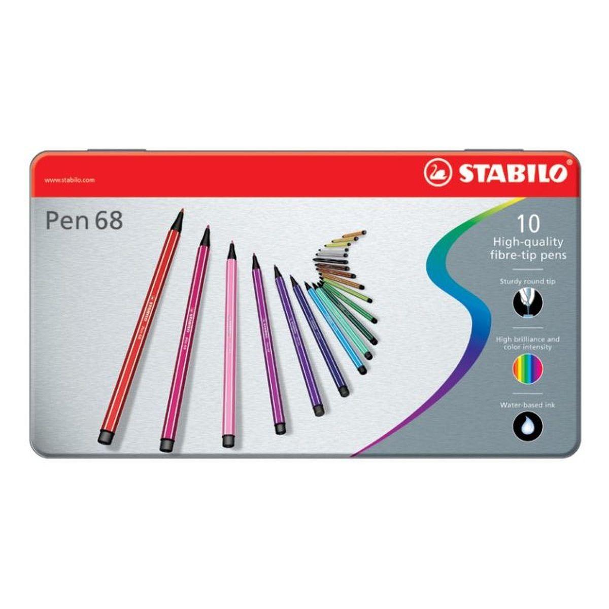 Stabilo pen 68 scatola metallo 10 col ass