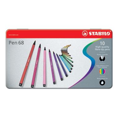 Stabilo pen 68 scatola metallo 10 col ass