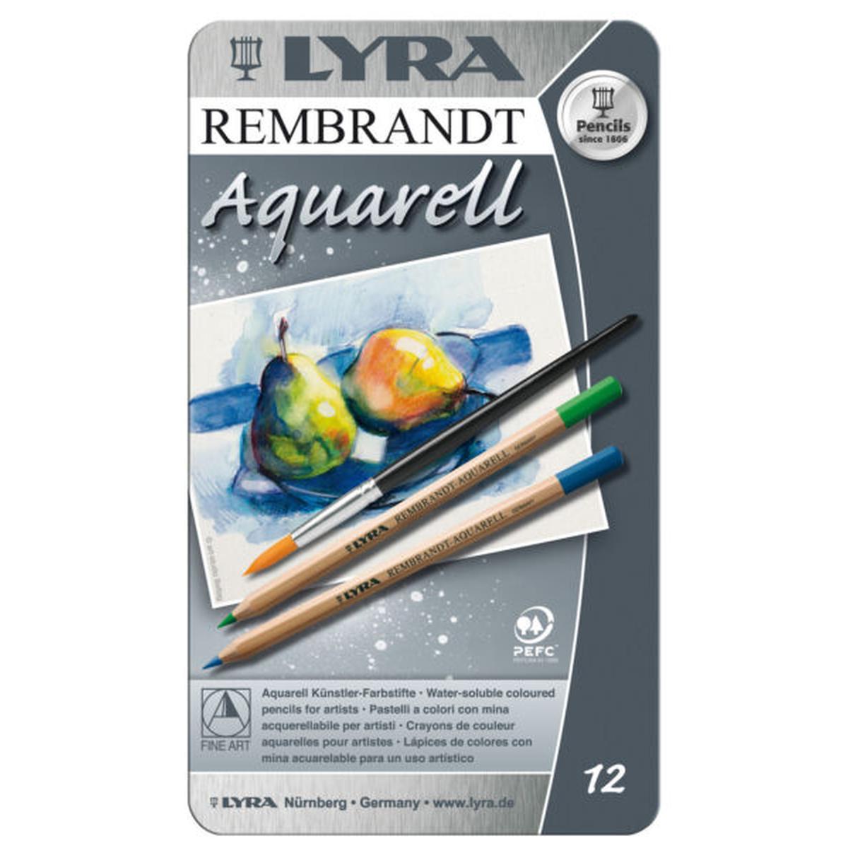 Lyra rembrandt aquarell sc. metallo da 12