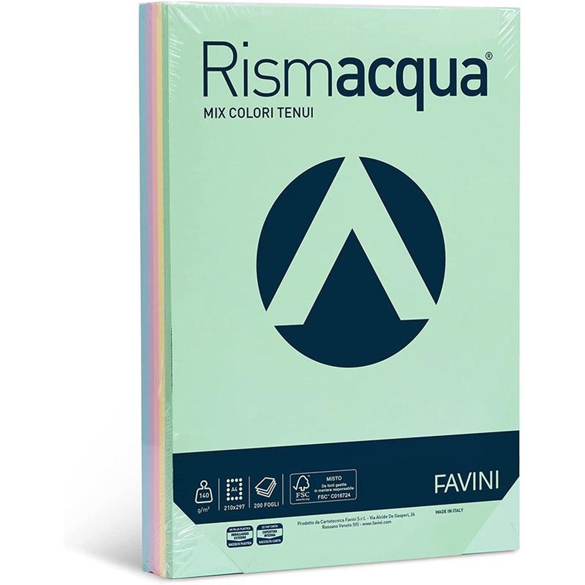 Rismacqua:140 gr mix 5 colori tenui   a4  fg.200