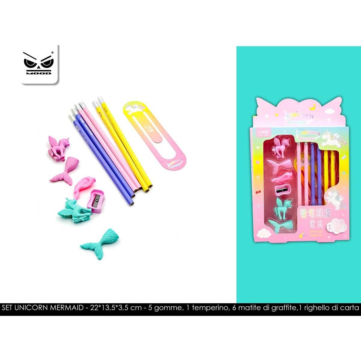 Stationery set unicorn mermaid