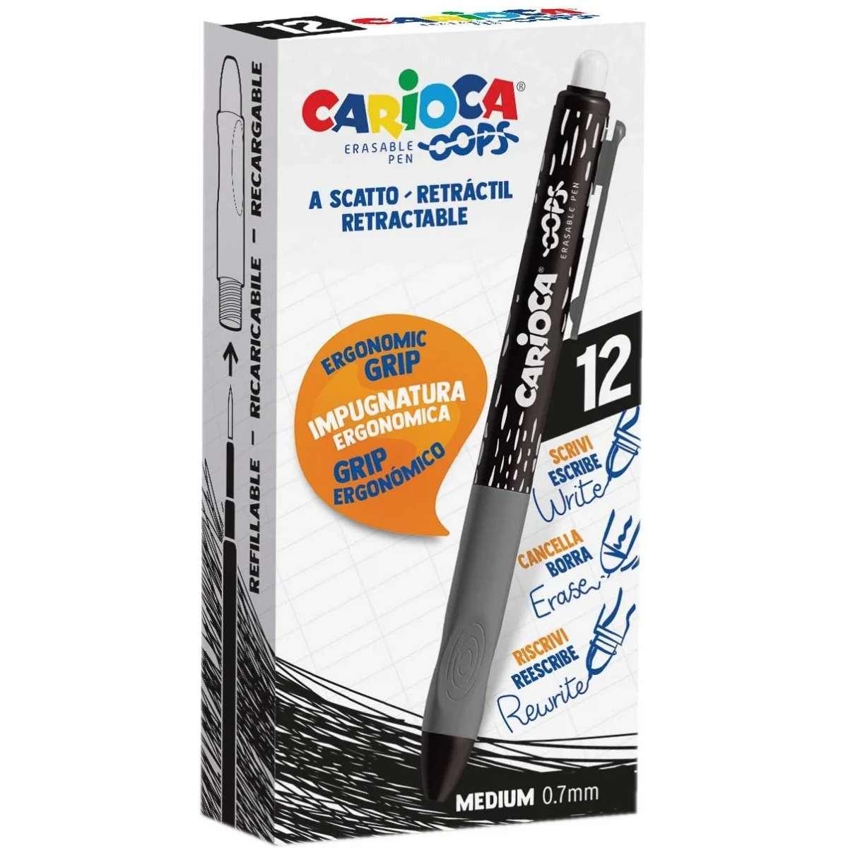 Carioca oops penna cancellabile scatto nero 12pz
