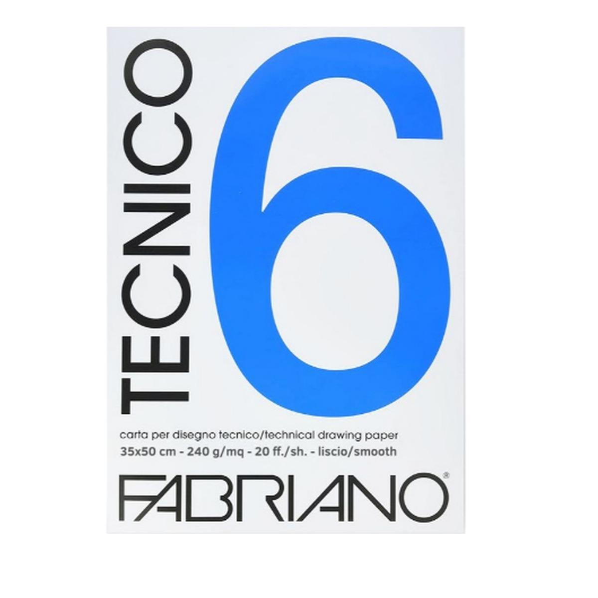 Blocco fabriano tecnico 6 liscio 35x50 20fg 240gr
