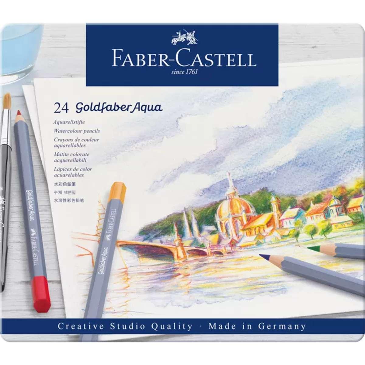 Pastelli acquarellabili goldfaber da 24 in scat metallo