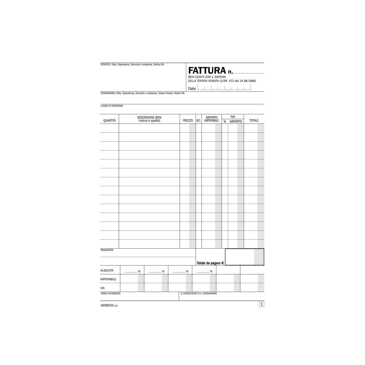 Blocco fattura tent.vendita/ddt 50x2 aut. 14,8x21,5