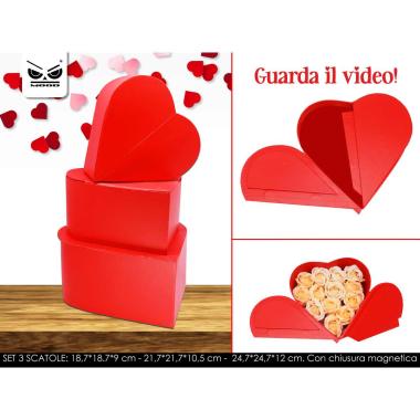 Set 3 scatole cuore con chiusura megnetica