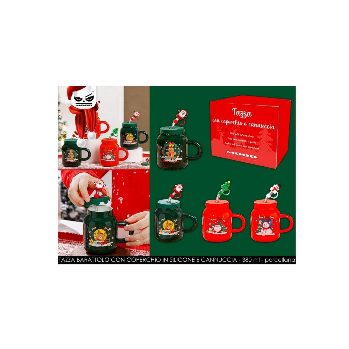 Tazza barattolo natale con coperchio