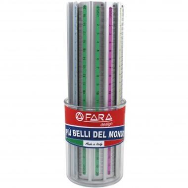 Barattolo 20 righelli allum. cm15 fluo