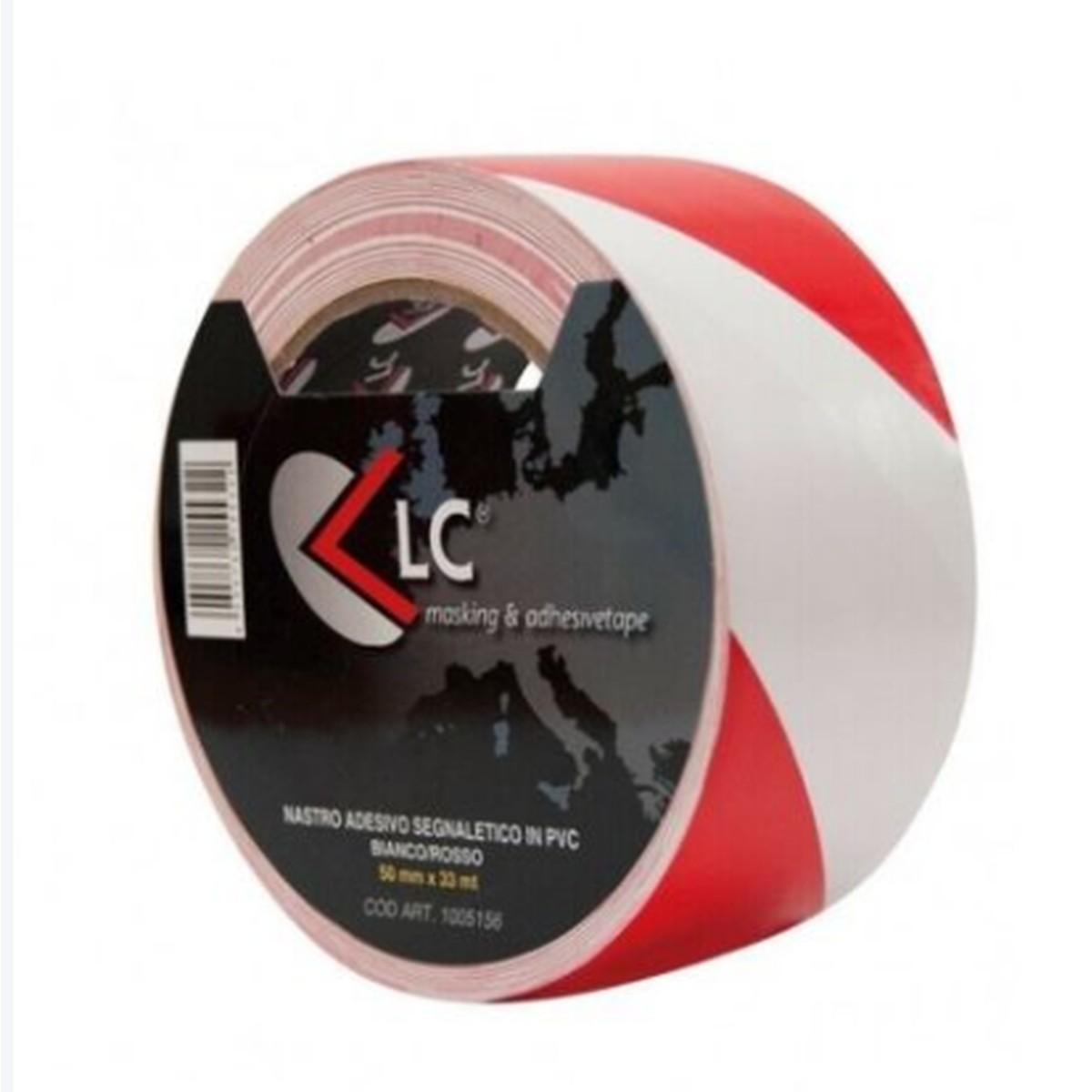 Nastro adesivo 50x33 mt. segnal. pvc bianco/rosso