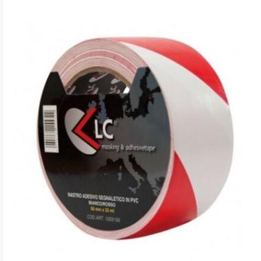 Nastro adesivo 50x33 mt. segnal. pvc bianco/rosso