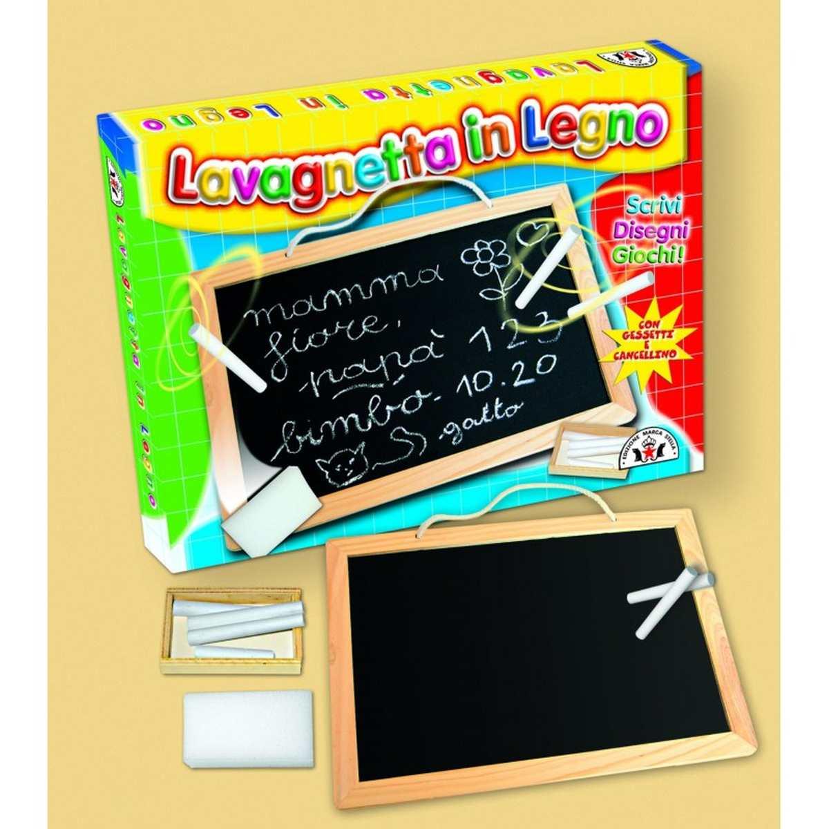 Lavagna in legno 24x34 con gessetti e cancellino in scatola